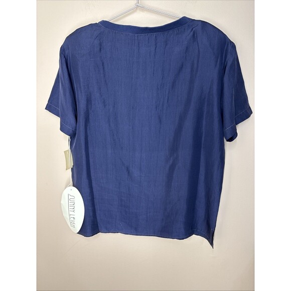 Sunny Leigh NWT 90’s Silk Blouse Women’s M Short Sleeve Minimalist Vintage Top - Picture 4 of 11